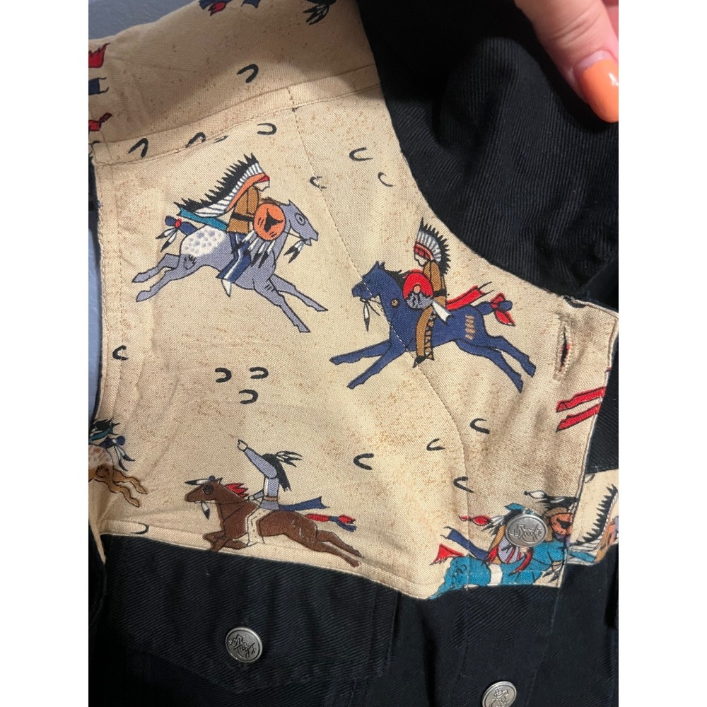 Women's Don't Mess With Texas Black Jean Jacket Native Horses SZ XL Western Ware - Picture 4 of 12